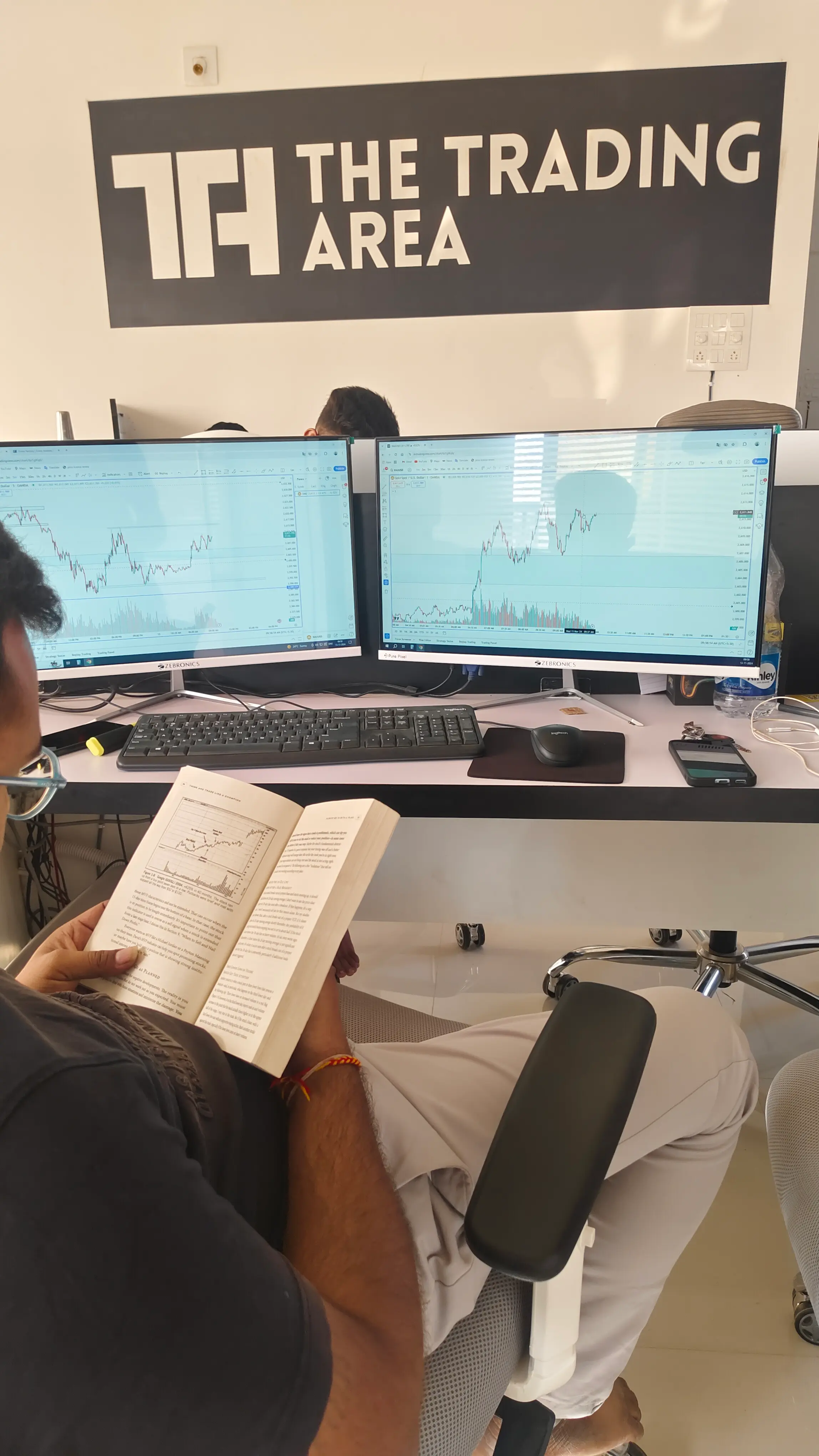 Traders networking in coworking space